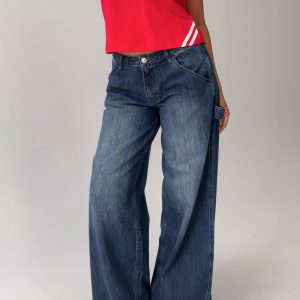 Downtowner Low Rise Cargo Jeans Mid Blue Wash