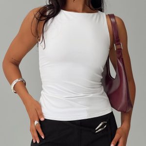 Lose Your Number High Neck Top White