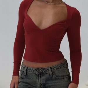 Tonya Long Sleeve Top Red