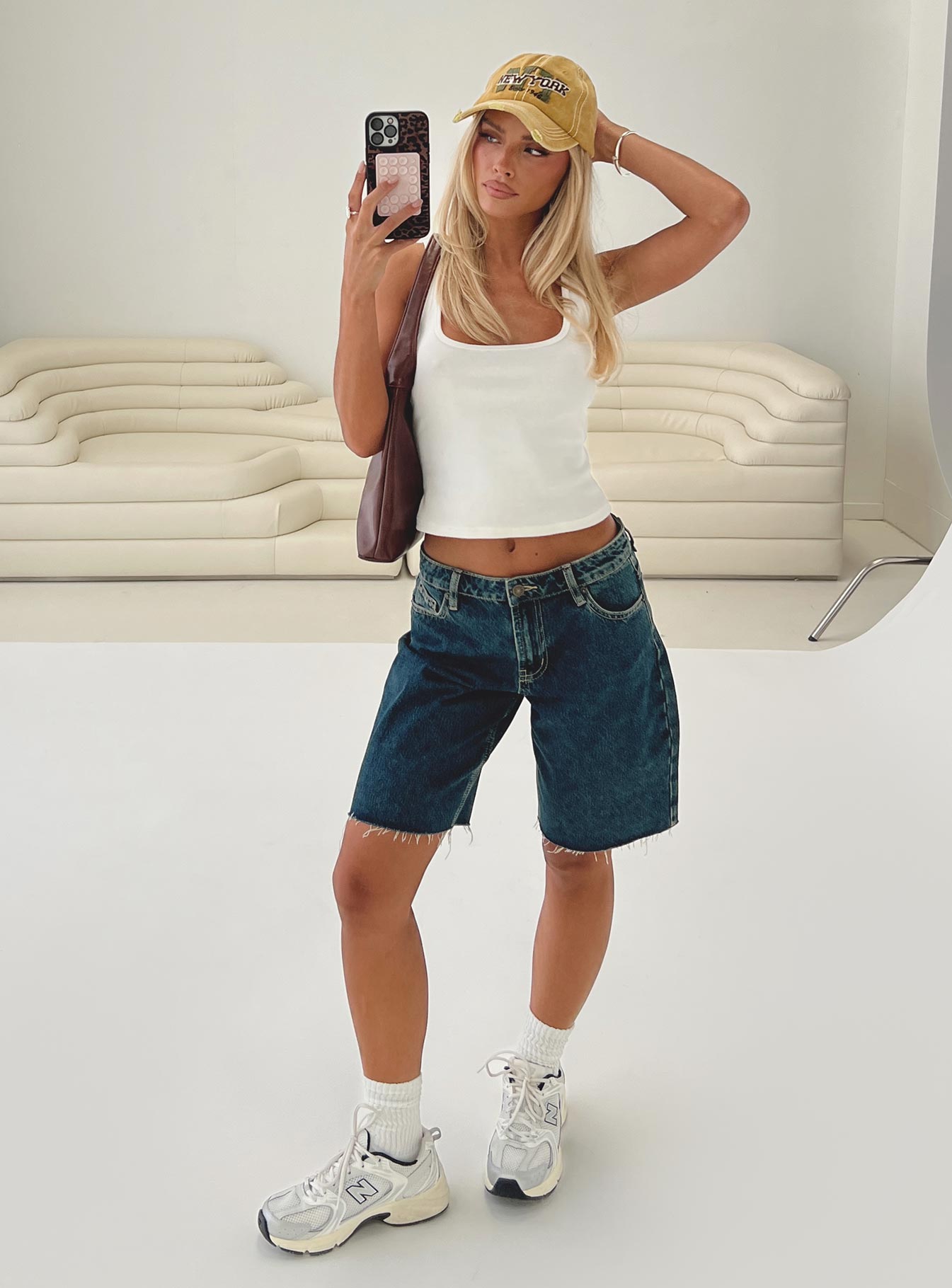 Cult Classic Longline Denim Shorts Vintage Wash - Image 10