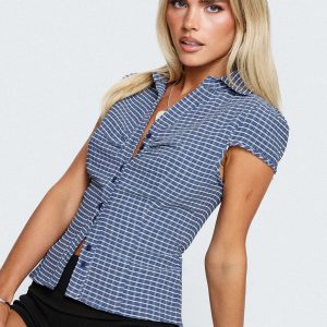Arianwyn Short Sleeve Shirt Navy Check