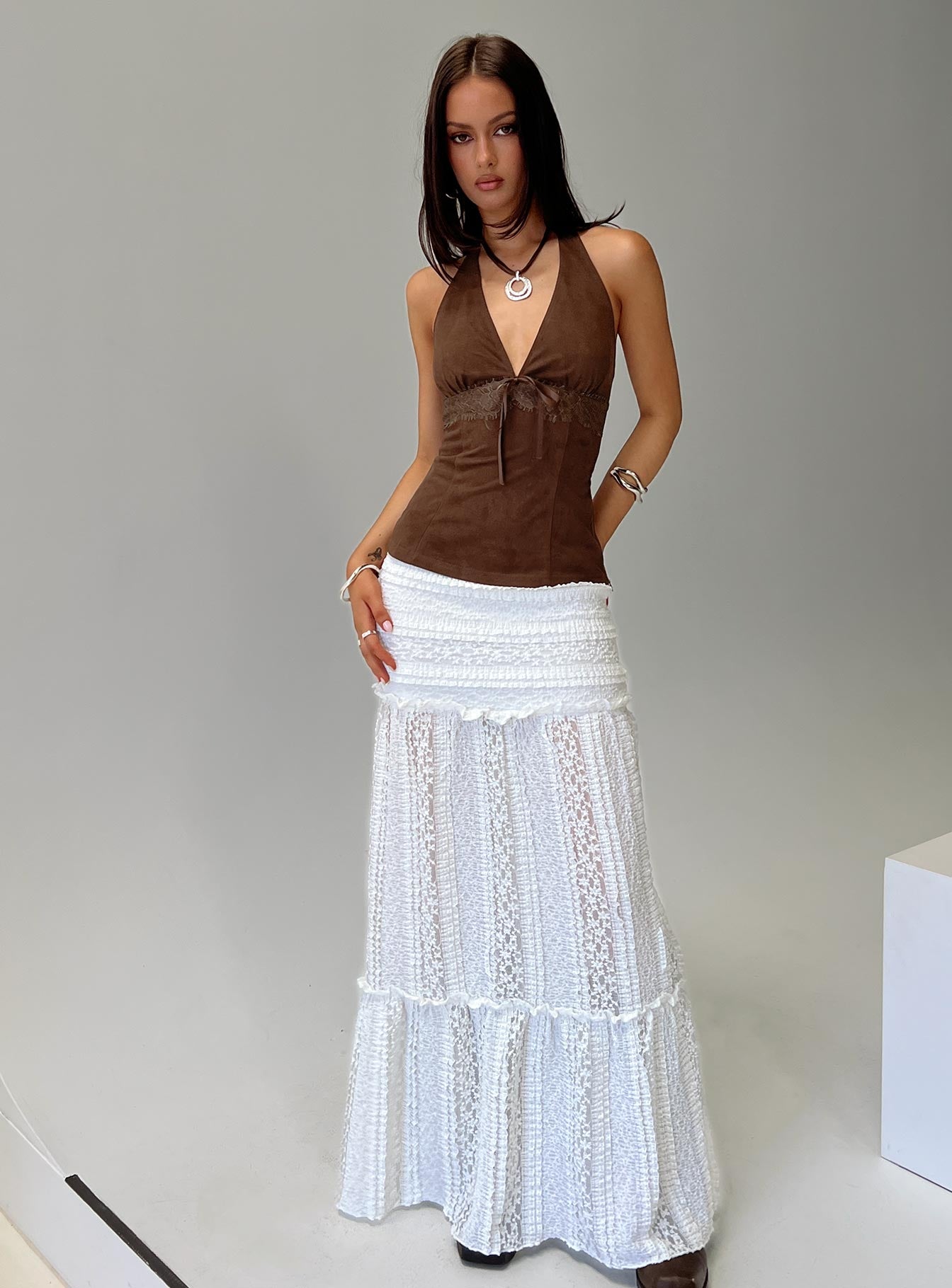 Emanuella Lace Maxi Skirt White - Image 8