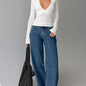 Lando Low Rise Straight Leg Jeans Mid Blue Wash