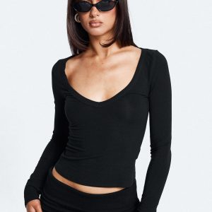 Count Me In Long Sleeve Top Black