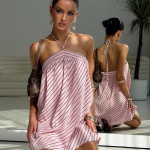 Moonlit Mini Dress Pink Stripe Petite