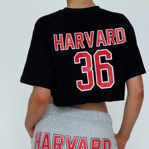 Harvard Graphic Track Top Black