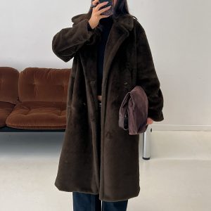 Alvie Longline Faux Fur Coat Brown