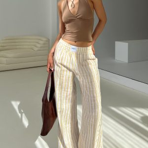 Beach House Pants Yellow Stripe