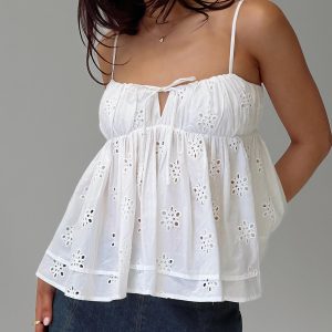 Moving Forward Tie Detail Top White