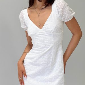 Viella Broiderie Mini Dress White