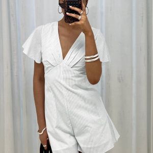 Full Of Strangers Playsuit White Stripe