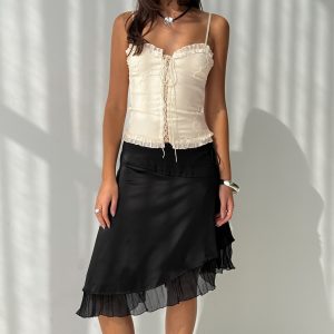 Rosemead Satin Midi Skirt Black