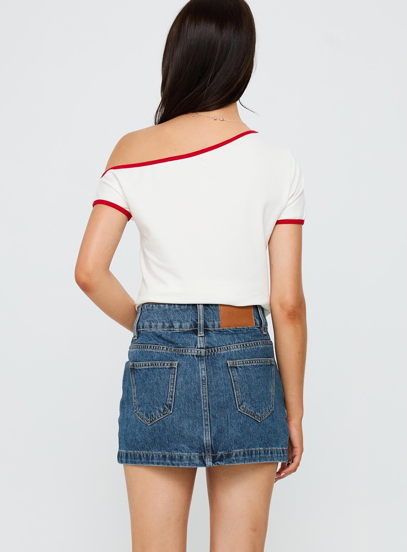Pitcher Denim Mini Skirt Mid Blue Wash - Image 5