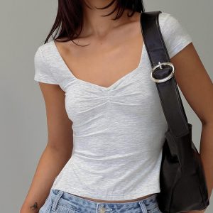 Rehna Short Sleeve Top Grey Marle