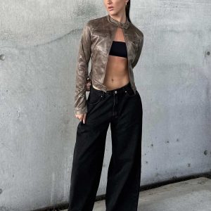 Naylor Mid Rise Wide Leg Jeans Washed Black Tall