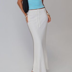 Mercer Linen Blend Maxi Skirt White