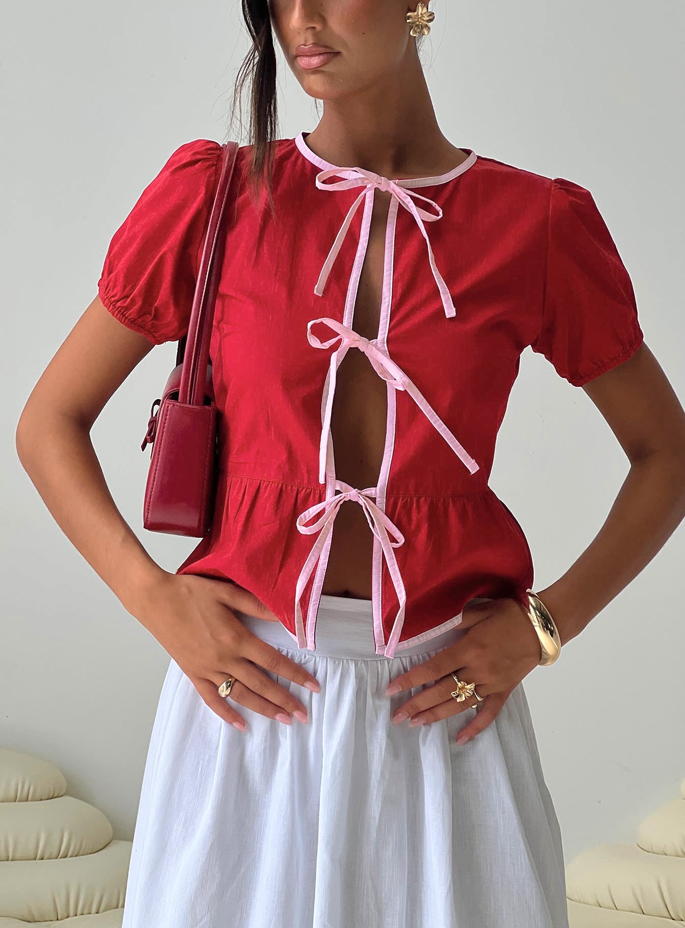 Ryota Blouse Red/pink - Image 10