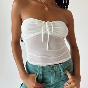 Solana Strapless Longline Top White