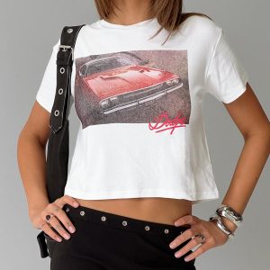 Dodge Girl Graphic Top White