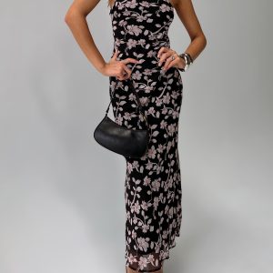 Anisa Halter Maxi Dress Black Floral