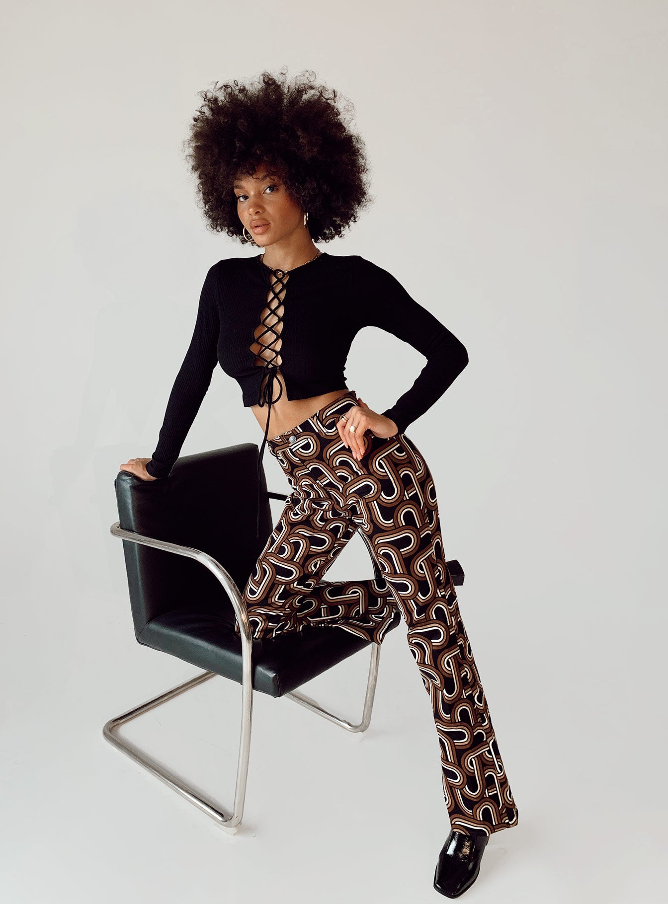 Motel Zoven Trouser Tonal Interlink Black - Image 2