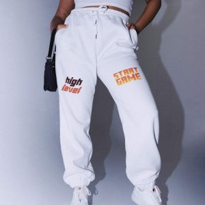 Jasmine Graphic Track Pants White
