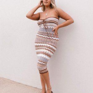 Ariella Midi Dress Brown