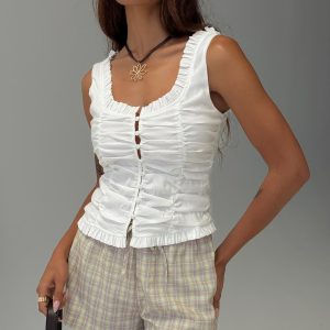 Almeda Button Up Top White