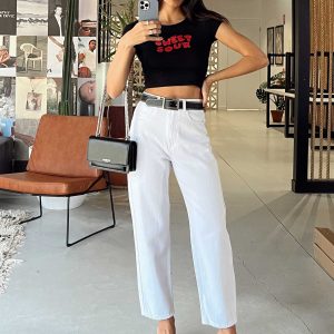 Leta Straight Leg Denim Jeans White