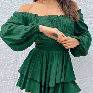 The Love Galore Long Sleeve Romper Green