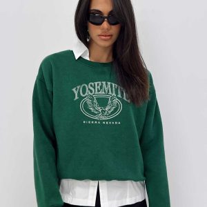 Yosemite Oversized Crewneck Sweatshirt Green