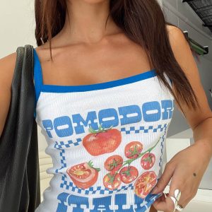 Pomodori Italia Graphic Tank White
