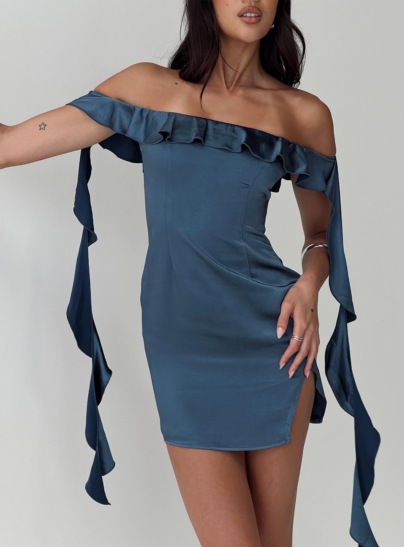 Society Mini Dress Blue - Image 7