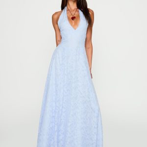 Hours In Silence Drop Waist Maxi Dress Blue