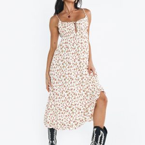 Empress Of Love Maxi Dress White / Red Floral