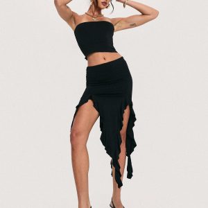 Celestia Ruffle Set Black