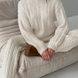 Sharif Cable Knit Sweater Beige