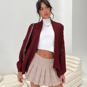 Abner Cable Cardigan Burgundy
