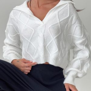 Ruthee Cable Knit Sweater Winter White