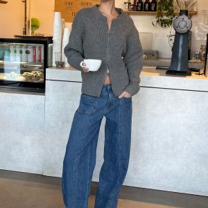 Taji Mid Rise Wide Leg Jeans Dark Blue