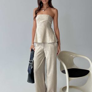 Syrena Tailored Wide Leg Pant Natural