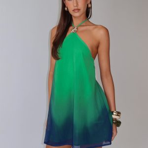 Nichole Halter Mini Dress Green