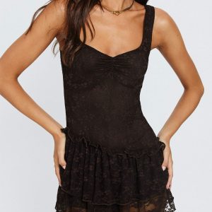 Kaydenn Frill Playsuit Chocolate