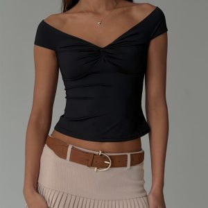 Maxeina Off Shoulder Twist Top Black