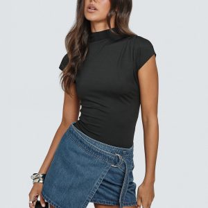 Elinora Wrap Mini Skirt Mid Blue Wash