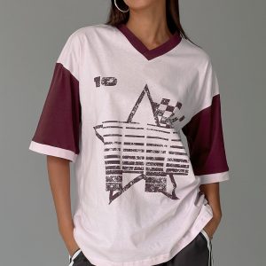 Nachell Short Sleeve Moto Top Pink