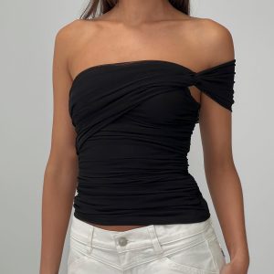 Keandra One Shoulder Top Black