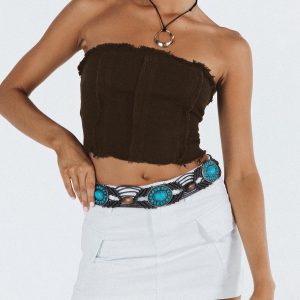 Zakai Cargo Denim Mini Skirt White