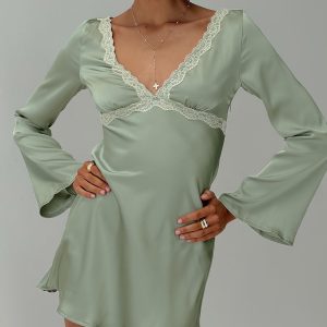 Jaron Long Sleeve Mini Dress Sage