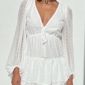 Dialla Long Sleeve Mini Dress White